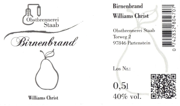 Produktfoto 2 Birnenbrand - Williams Christ